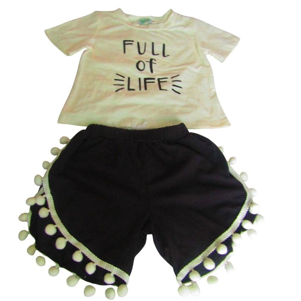 Full of Life T-Shirt and Pom-Pom Shorts Set